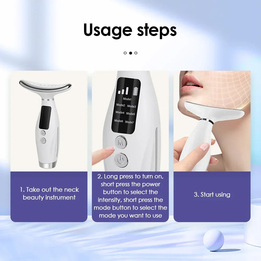 Advanced LED Photon Lifting Device: 7-in-1 Face & Neck Contouring Massager