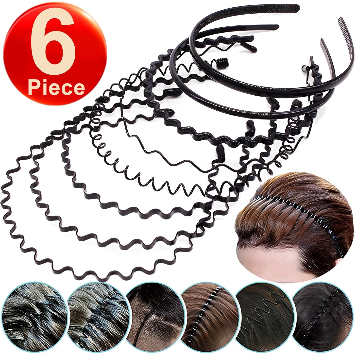 Unisex Wave Headband Set (6-Piece)
