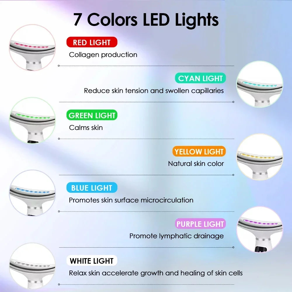 Advanced LED Photon Lifting Device: 7-in-1 Face & Neck Contouring Massager